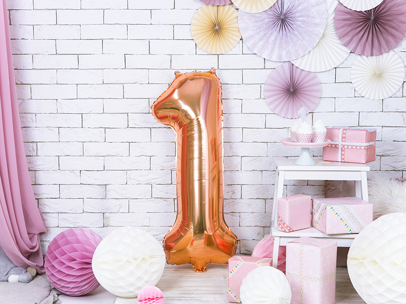 balon rose gold cyfra 1